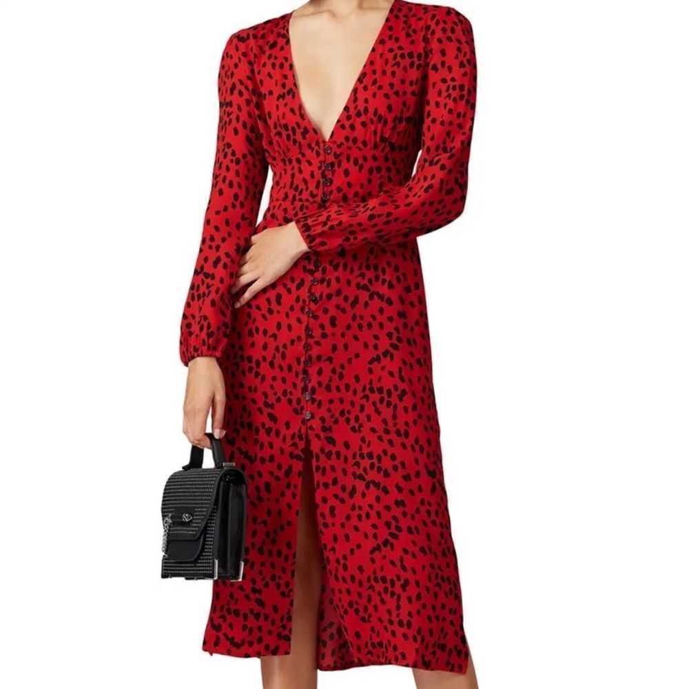 CAARA dress midi leopard print long sleeve NWT sz M